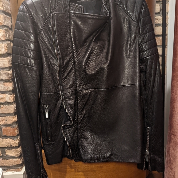 Haider Ackermann tumbled lamb skin leather biker jacket with asymmetric lapel. 0 - Picture 4 of 12